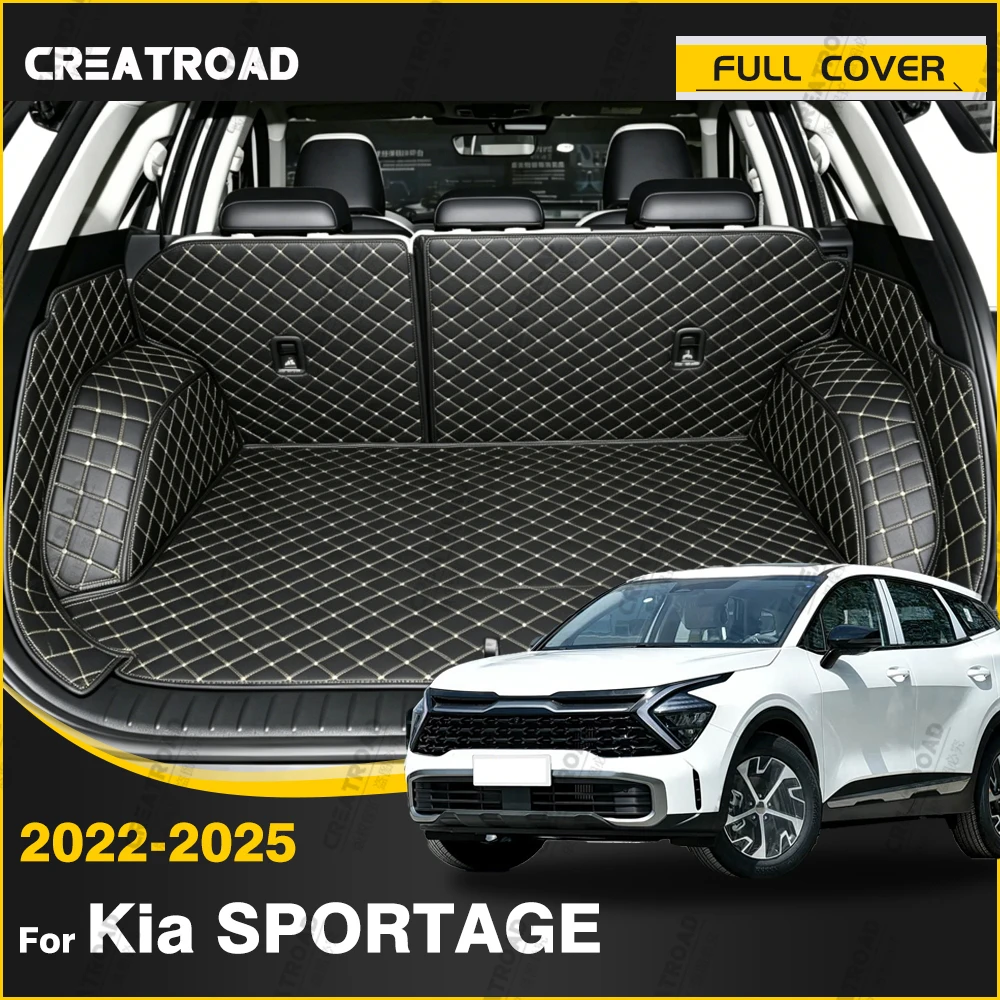 Tapis De Coffre KIA Sportage 2022-2024 - Doublure Cuir Imperméable Antidérapante Noire