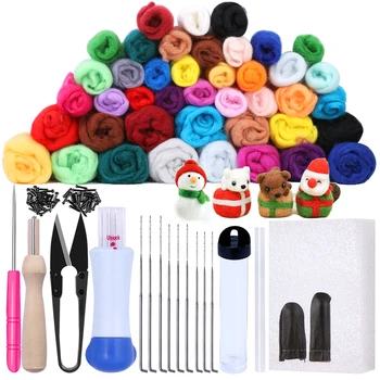 KRABALL 25 Color Felting Wool Needle Felting Kit Wool Felting Tools Handmade Felt Needle Set 7pcs Pack Felting Fabric Materials