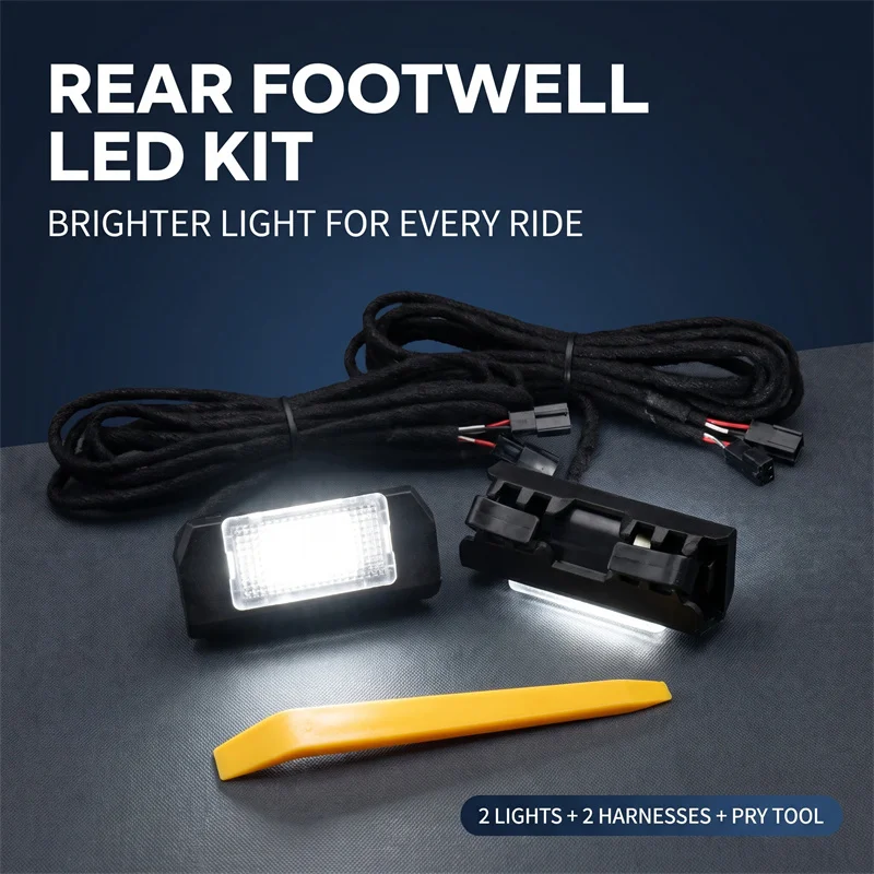 Rear LED Footwell Atmosphere Light Kit with Wiring Harness, Plug and Play No Cutting Interior Lamp for Tesla Model 3 Y S X