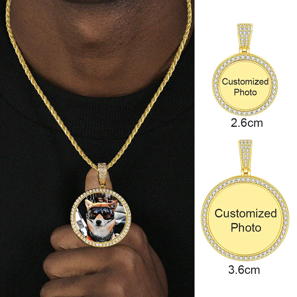 

Unisex Couple Custom Photo Pendant - Gold Ice-out Zircon, Durable, Daily/Date/Anniversary/Party/Gift HipHop Dropshipping Jewelry