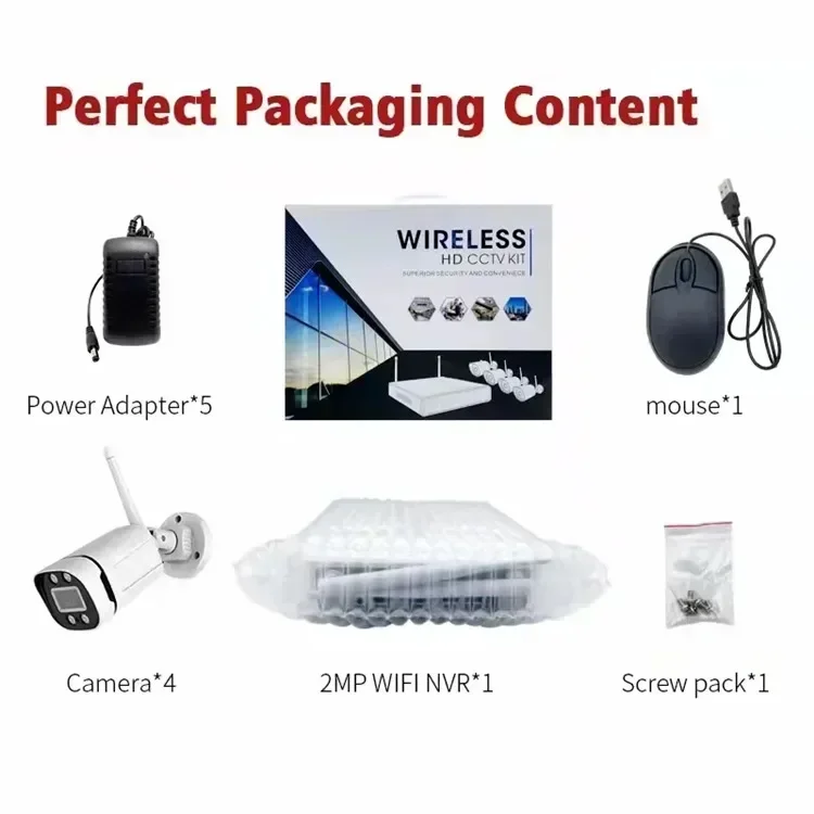 คุณภาพสูง 10.1 นิ้วกล้องรักษาความปลอดภัยชุดกล้องวงจรปิดไร้สายระบบ Wifi การเฝ้าระวัง All in One Home 2MP DC 12V
