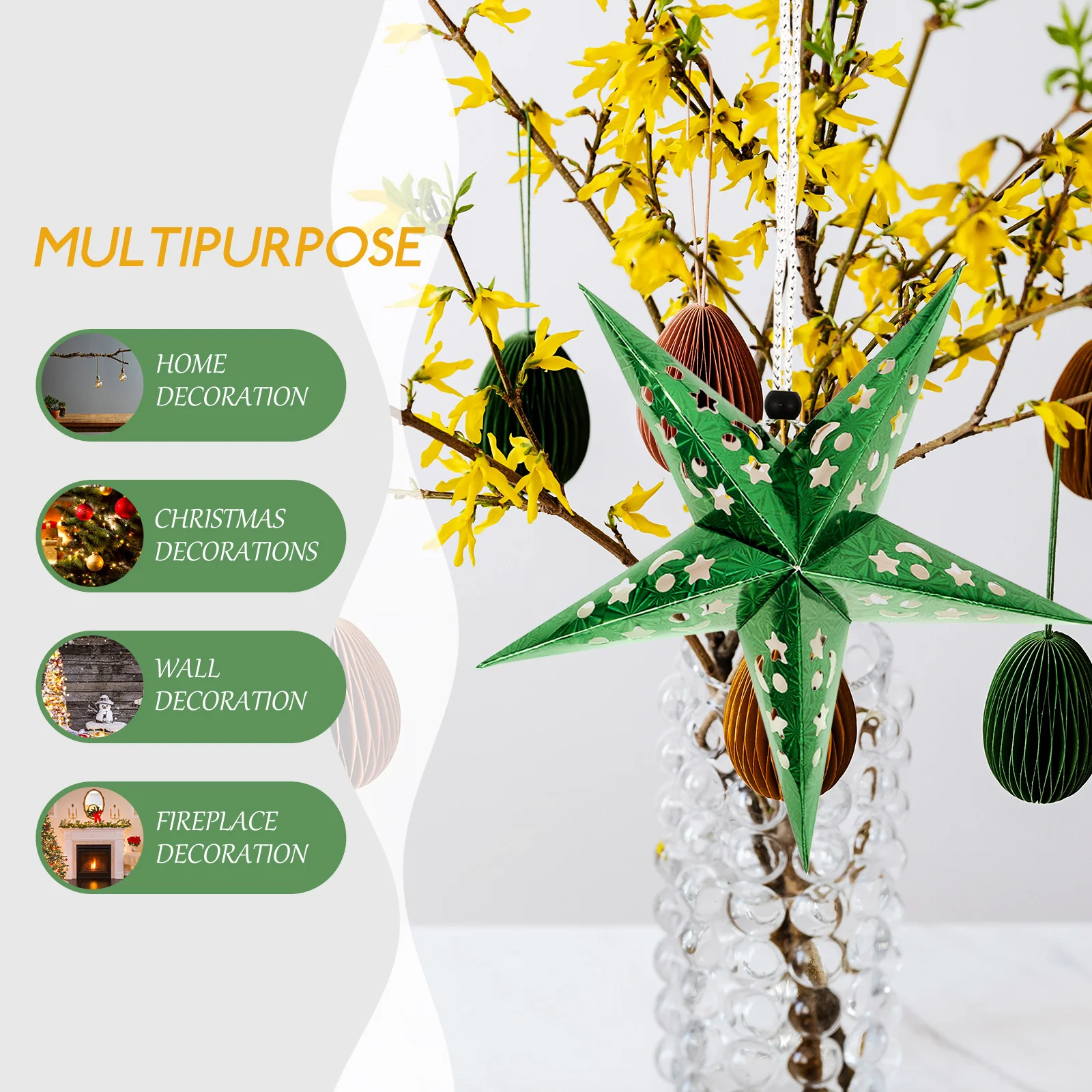 

4Sets Creative Five-Pointed Star Christmas Pendant Lamps Chic Festival Hanging Lights Decorative Xmas Scene Ornaments Party