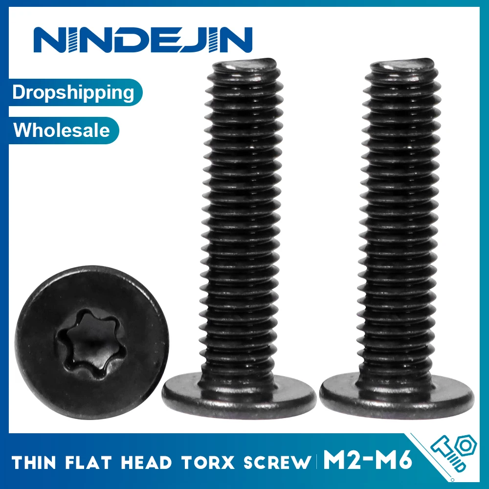 Torx Drive Ultra Thin Flat Head Machine Screw Black 304 Stainless Steel M2 M2.5 M3 M4 M5 M6 Six Lobe Star Head Screw