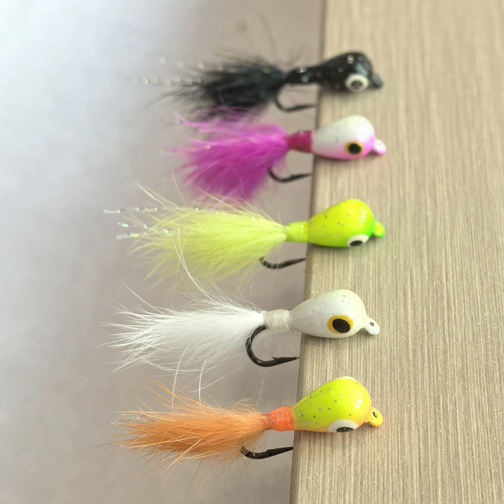 5 Stück Leuchtende Eisfischerköder für Zander und Barsch, UV-beständige Jigköpfe, Eisfischerzubehör für Crappie, Barsch, Panfisch und Hecht