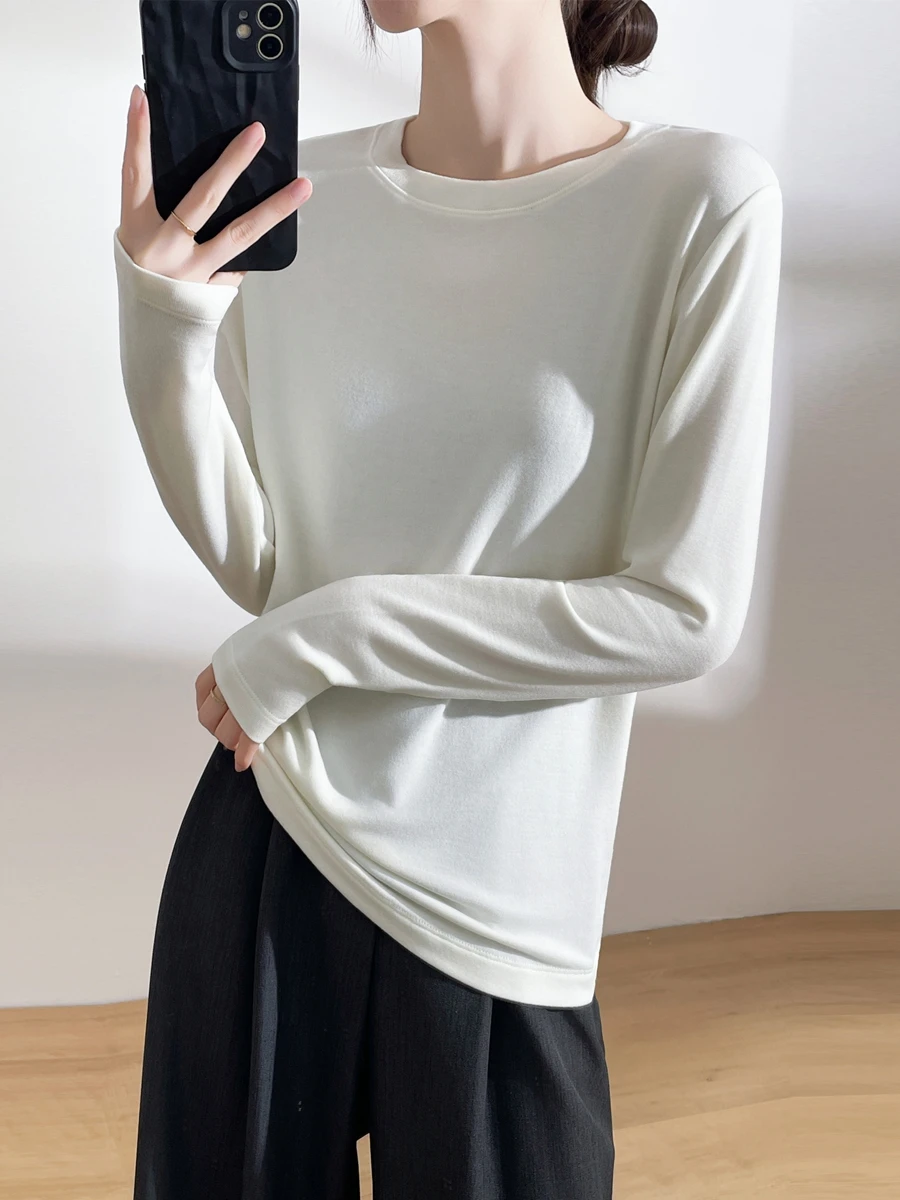 

Autumn Winter Women's Slim Fit Long Sve Wool Blend round Ne Base irt Casual Classic Sle Comfortable Breathable T-irt