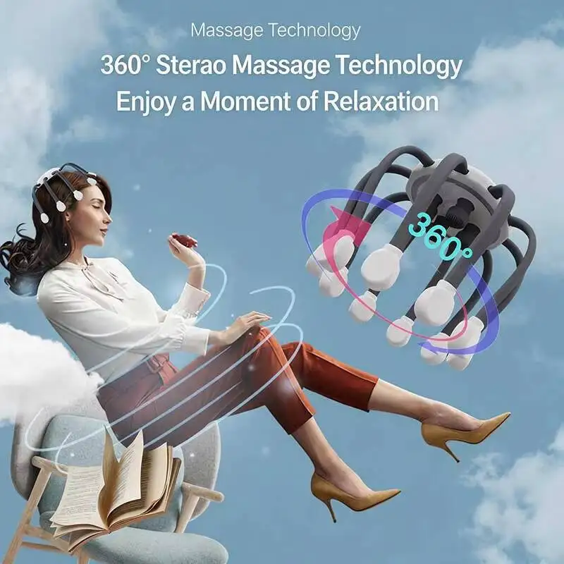 JianYouCare new N9 10 claw octopus head 360° Massager red light simulate mom's finger Vibration Scalp Scratcher Daily Relaxation