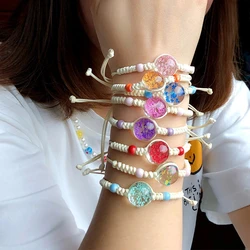 Handmade Natural Dried Flower Glass Ball Bracelet Bohemian Style Dandelion Gypsophila Bracelet Women Wristband Jewellery Gifts