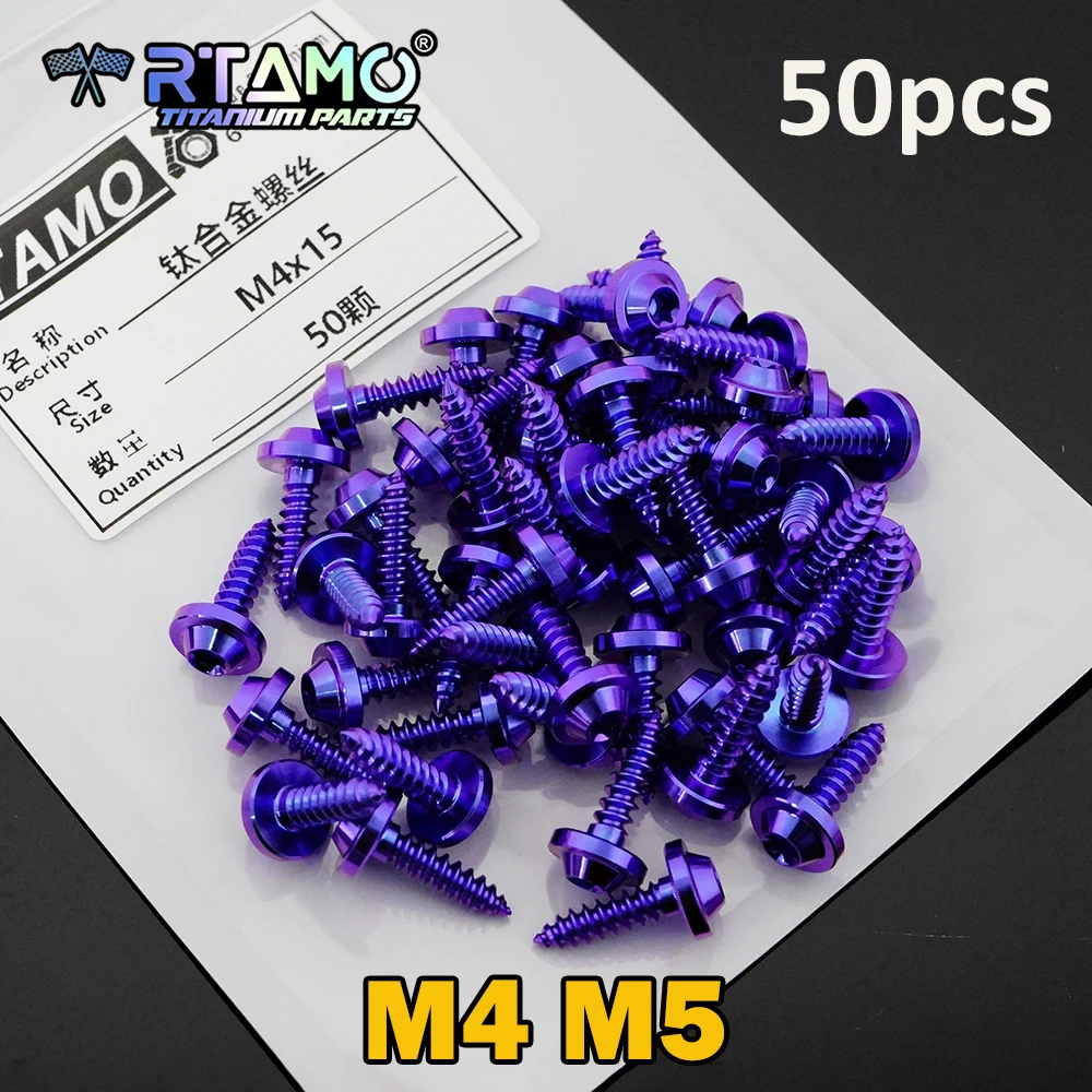 

RTAMO Titanium Bolts Slef-tapping Screw M4x15 M5x15/25 Whole Sale 50pcs for Bicycle Motorbike Modification
