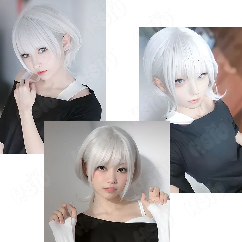 Kaname Rana Cosplay Wig Anime BanG Dream Cosplay Wig MyGO Cosplay Wig HSIU 30Cm silvery white short hair Synthetic Wig+Wig cap