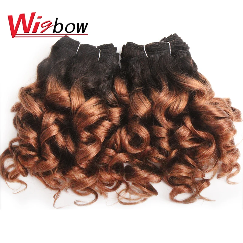 Brazilian Hair Weave Bundles 100% Human Hair Bundles Short Curly Hair Bundles 6 Pcs Colored Raw Human Hair Extensions For Women