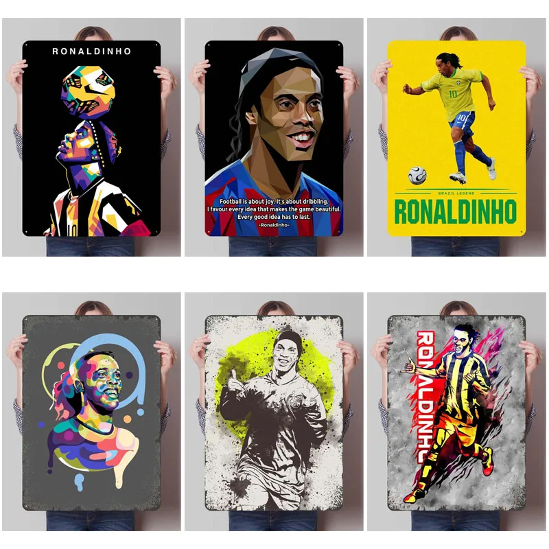 Ronaldinho Metal Signs Soccer Posters Room Decoration Customized Tinplate Sign for Wall Art Decoration Vintage Home Decor Items