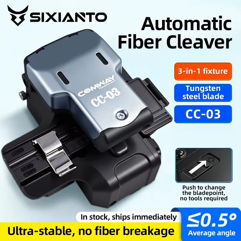 SIXIANTO High Precision Fiber Optic Cleaver CC-03 One-Step FTTH GPRS Compatible Fiber Cutter instock