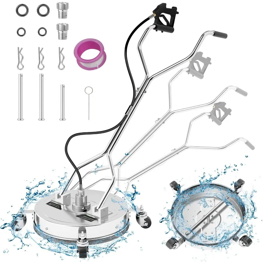 

20 Pressure Washer Surface Cleaner with 304 Industrial-Grade Stainless Steel Housing Dual Handle for Efficient Cleaning of Conc
