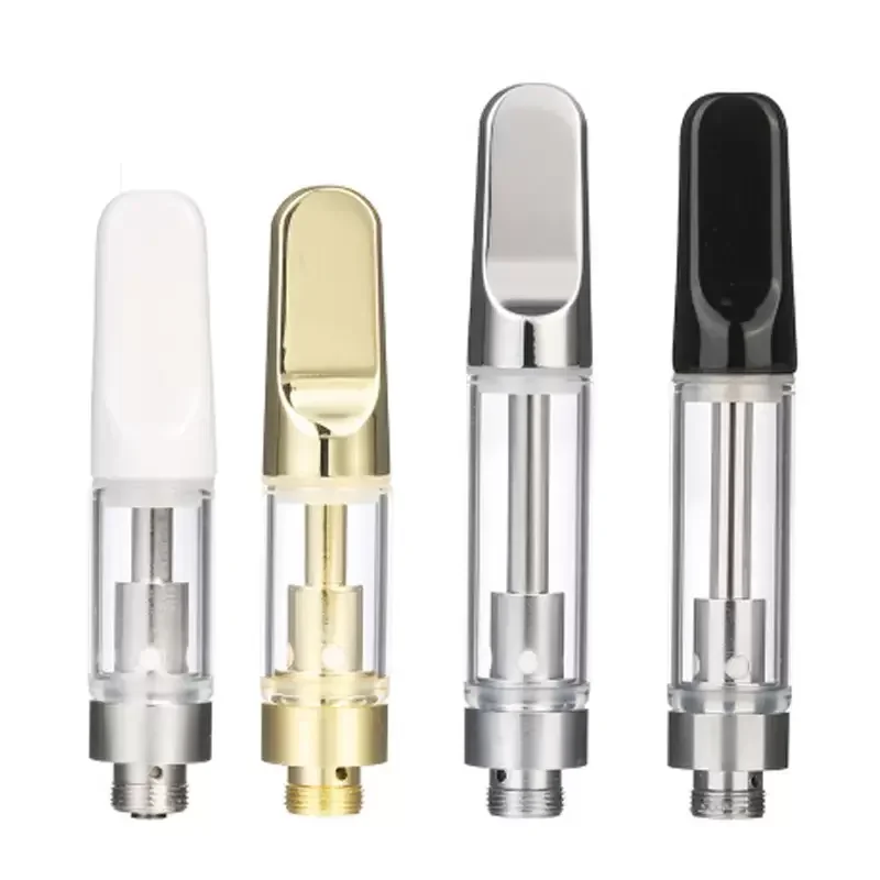 50pcs CC-ell Ceramic Vape Cartridges Atomizers 0.5ml 1.0ml White Black Gold Silver Wood Drip Tip 510 Thread Carts Cartridge