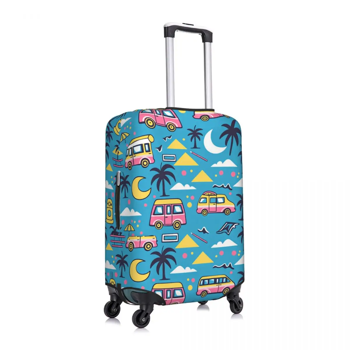 Custom Retro Camper Van Tropical Road Trip Pattern Luggage Cover Protector Dust Proof Travel Suitcase Covers