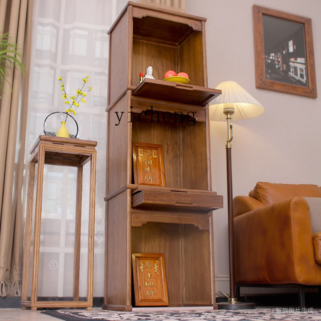 solid wood three-layer shrine offering table shrine Guanyin God of Wealth offering cabinet household shrine