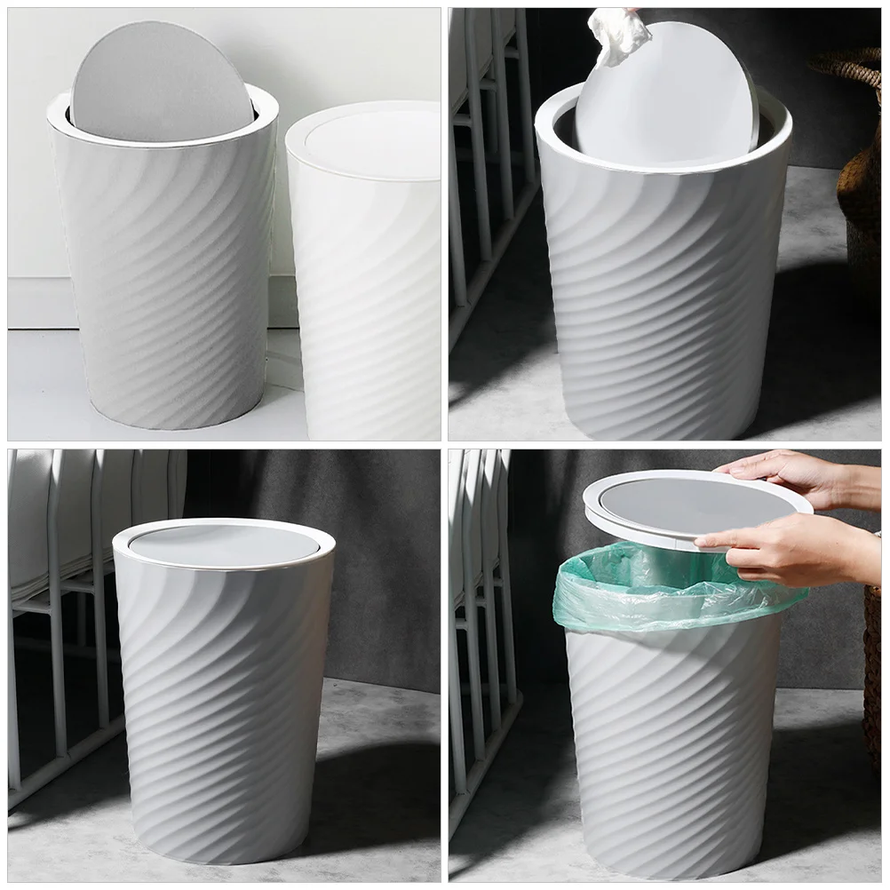 

1pc 10L Household Garbage Can Plastic Swing Lid Trash Bin For Bathroom Kitchen Bedroom Flip Top Waste Container Home Accessory