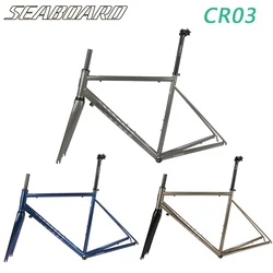 SEABOARD-CR03 Ultralight Road Bike Steel Frame, Carbon Fiber Front Fork, Compatible 700C Chromium Molybdenum Steel Pipe Frame