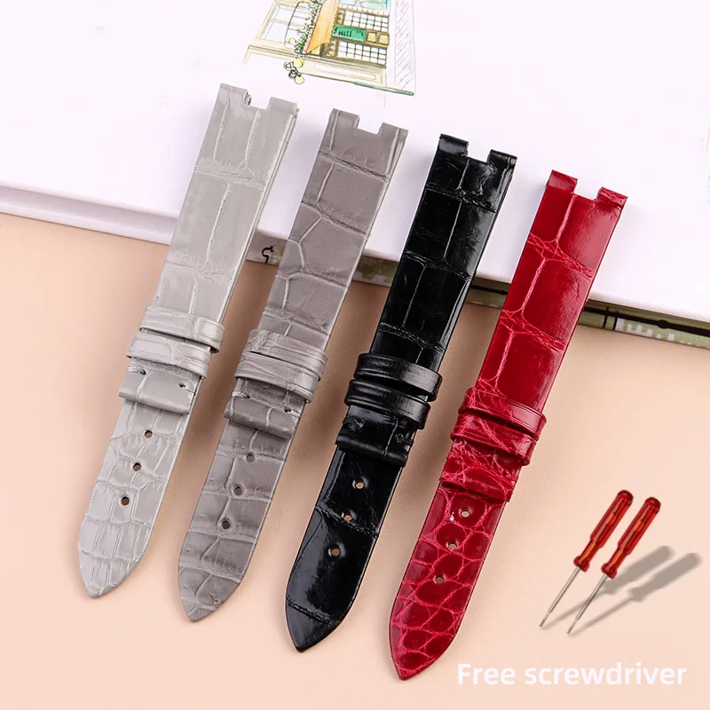 Crocodile Leather Bracelet For Cartier White Balloon Series W4BL0005 Leather Watch Strap Female Connector for Women 16mm