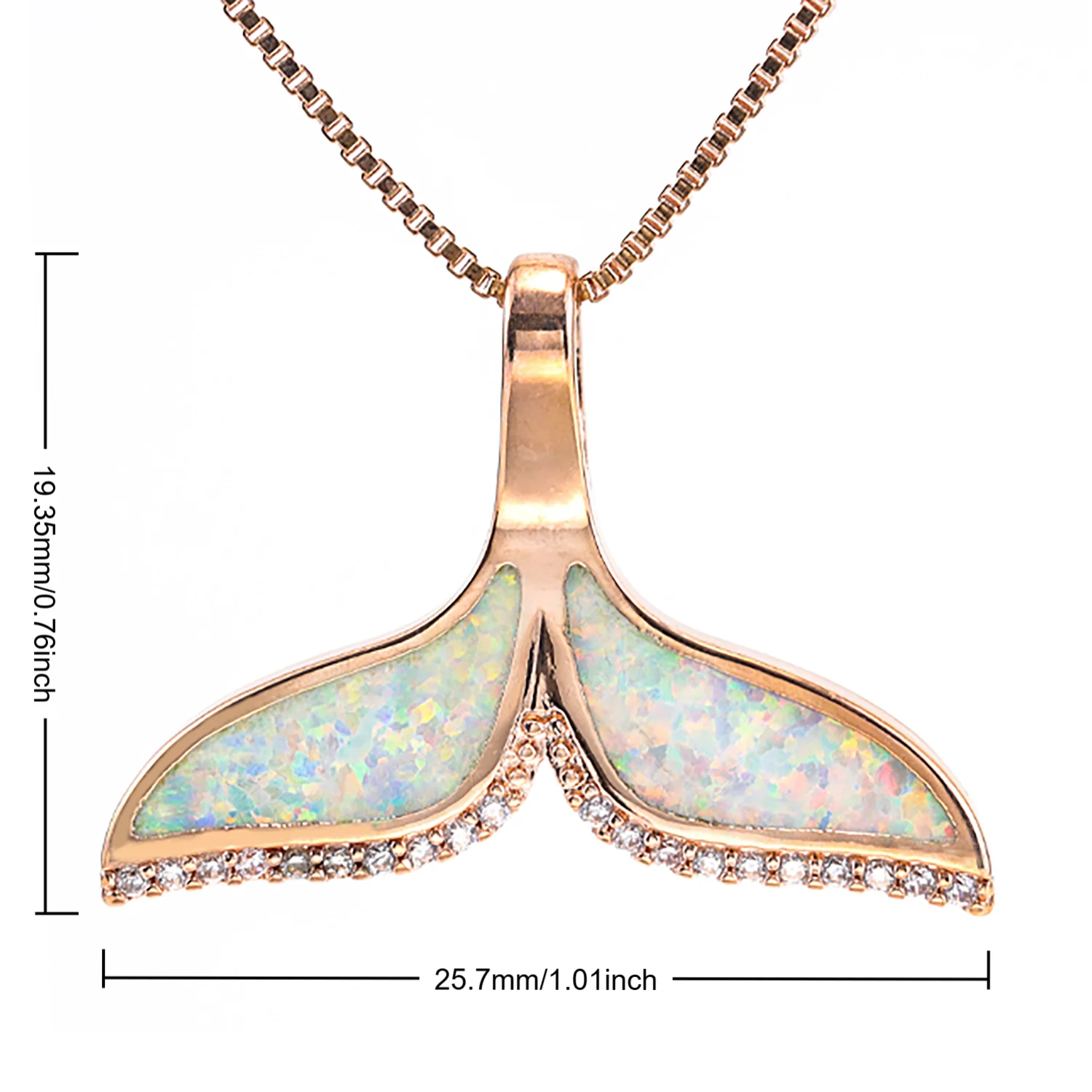 Rose Gold Plated Whale Tail Pendant Necklace with Opal & CZ,Symbol of Ocean,Meaningful Birthday Valentine Cute Gift for Women