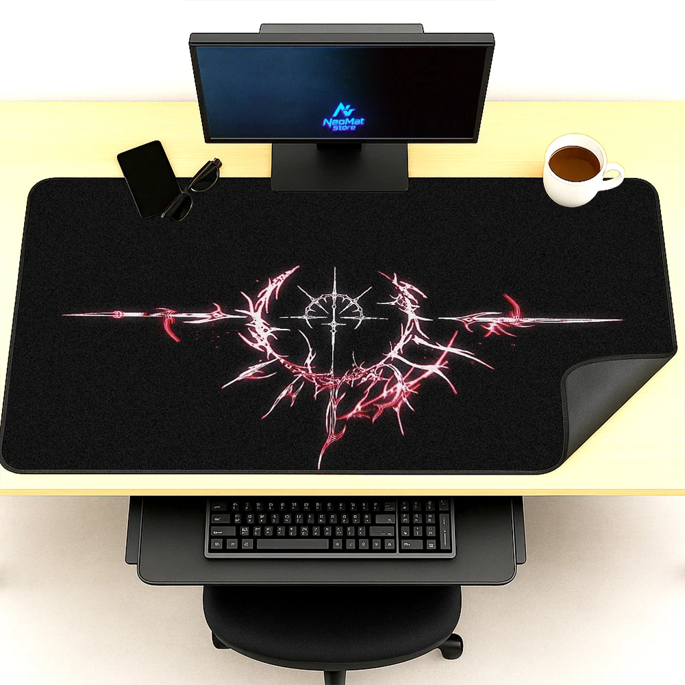 Gothic Table Mat Large Deskmat Red Thorn Sigil 140x60 XXXL Black Gaming Mat Mousepad Computer Desk Accessories