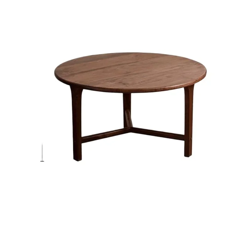 

Black walnut solid wood round coffee table light luxury modern simple short table creative small apartment living room hous