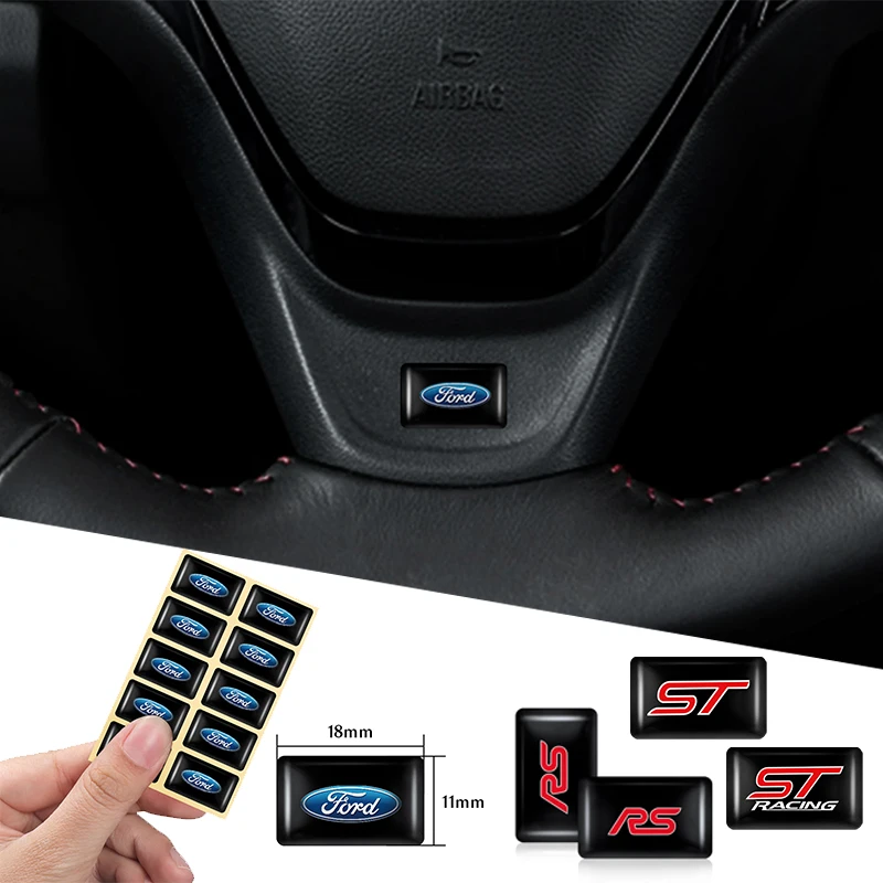 Autocollants époxy 3D pour voiture, 10 pièces, petite goutte de colle pour Ford RS ST Racing Fiesta Mondeo Fusion Explorer Escape Shelby Edge Kuga