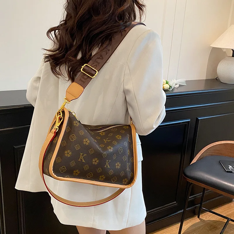 

2025 Vintage Monogram Tote Bag for Women Spacious Shoulder Purse Adjustable Crossbody Strap Work Commute Bag