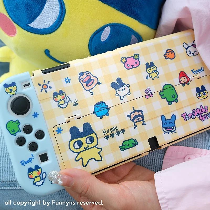 غطاء حماية كرتوني متباين الألوان من Tamagotchi لجهاز Switch OLED Lite Series ملحقات الألعاب NS Shell تصميم لطيف