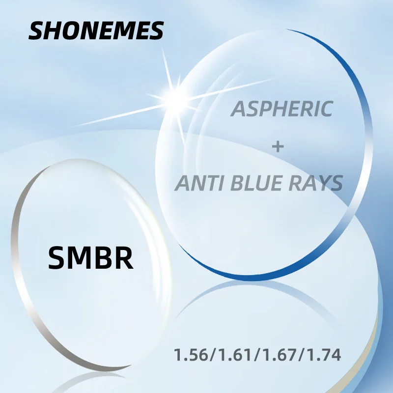 

SHONEMES Anti Blue Light Optical Aspheric Glasses Lenses CR-39 Myopia Hyperopia Presbyopia Prescription Lens 1.56/1.61/1.67/1.74
