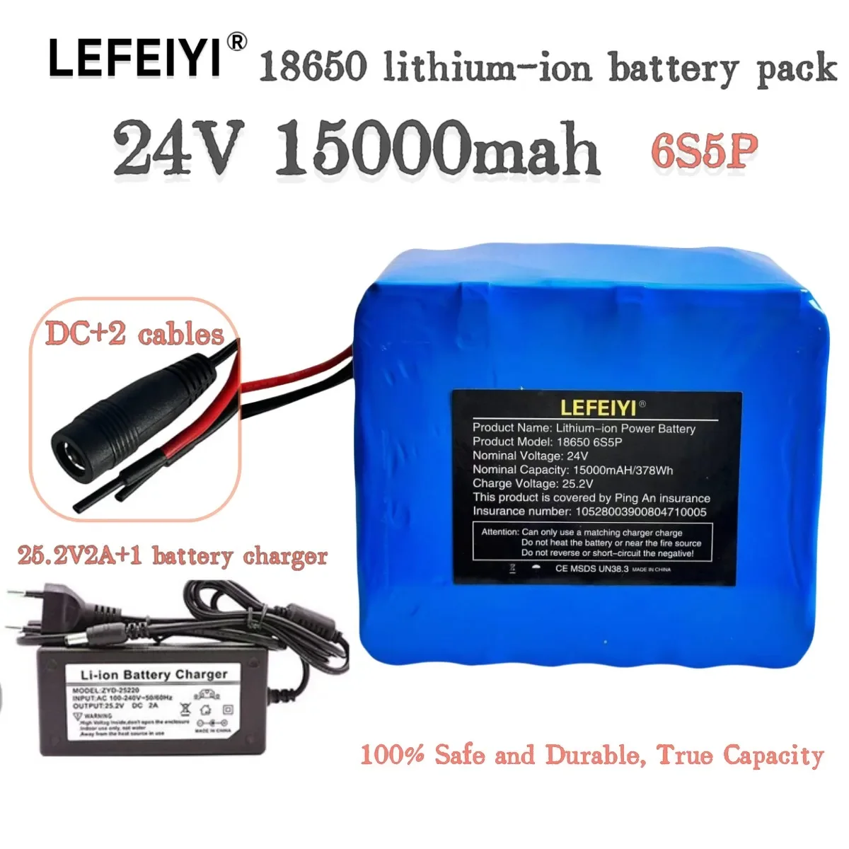 Battery 24V 6S5P 15ah High Power Electric Moped Electric/motorcycle Battery, 500W High Power Battery, BMS 25.2V