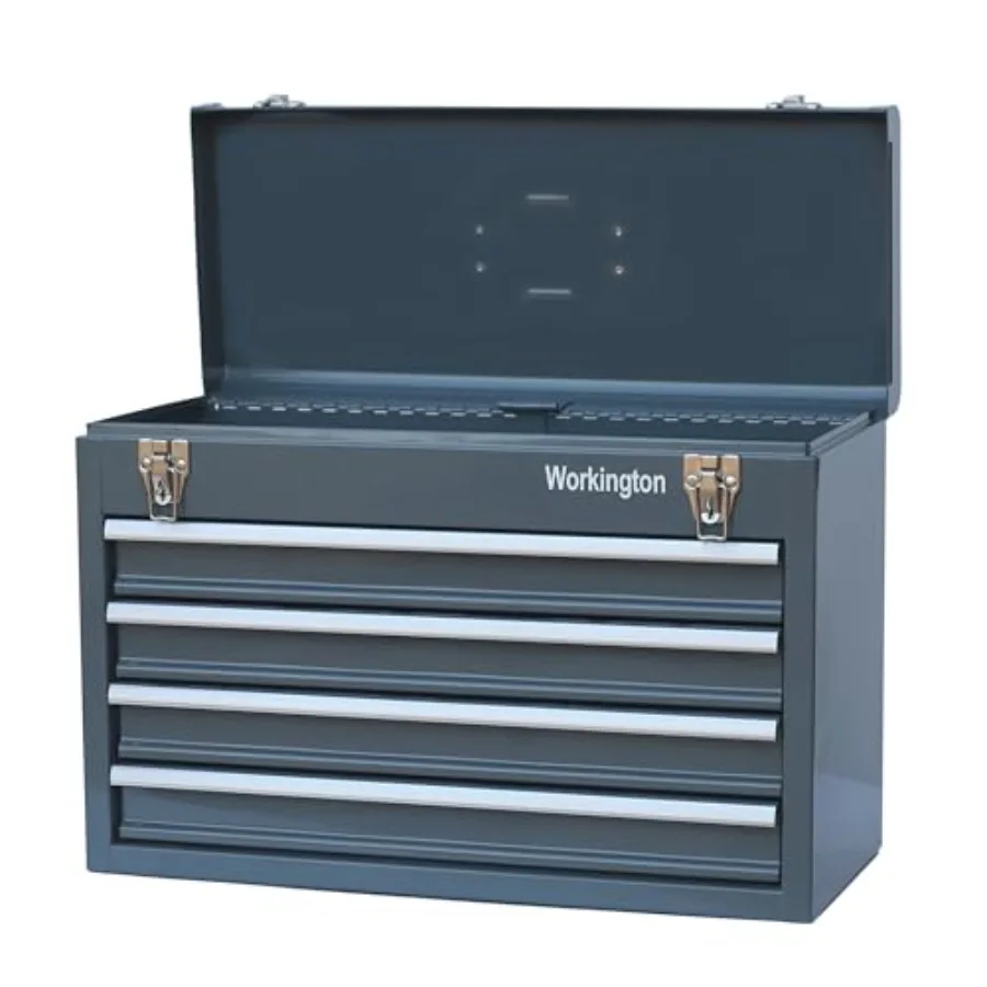 

Портативный металлический ящик для инструментов с 4 выдвижными ящиками, 20 дюймов, с шарикоподшипниковыми направляющими, стальной органайзер для хранения инструментов