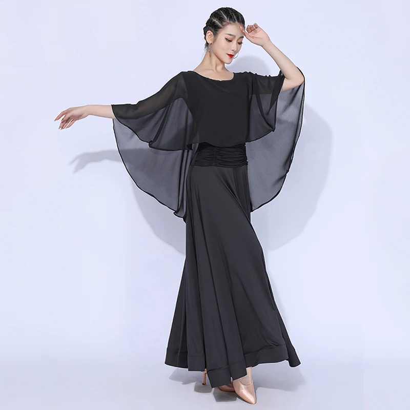 

Elegant Waltz Dress For Competition Standard Ballroom Dancing Outfit Women Black Long Dresses Female Practice Dancewear VDL3929