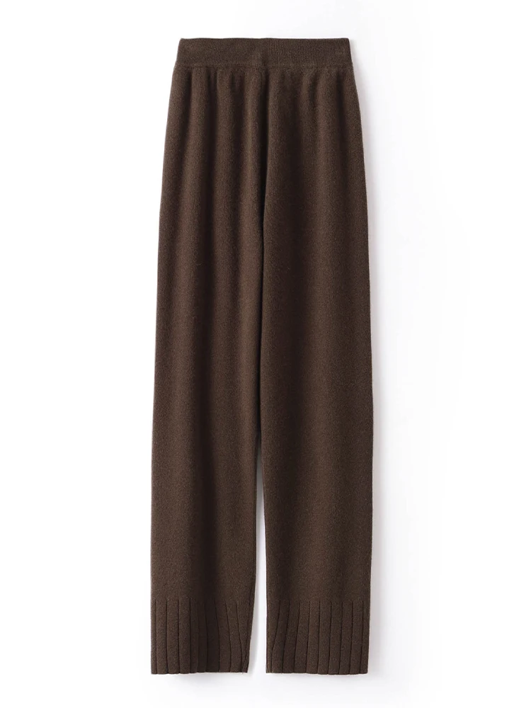 Addonee 100% lana Merino pantaloni a matita da donna autunno inverno pantaloni in maglieria in Cashmere stile semplice pantaloni morbidi caldi e comodi