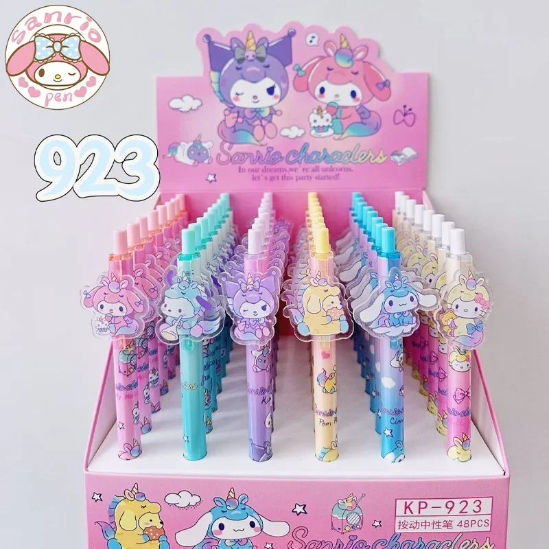 

48pcs New Sanrio Boxed Gel Pen Cartoon Melody Kuromi Cute Student Writing Press Patch Pens 0.5mm Writing Smooth Children Gifts