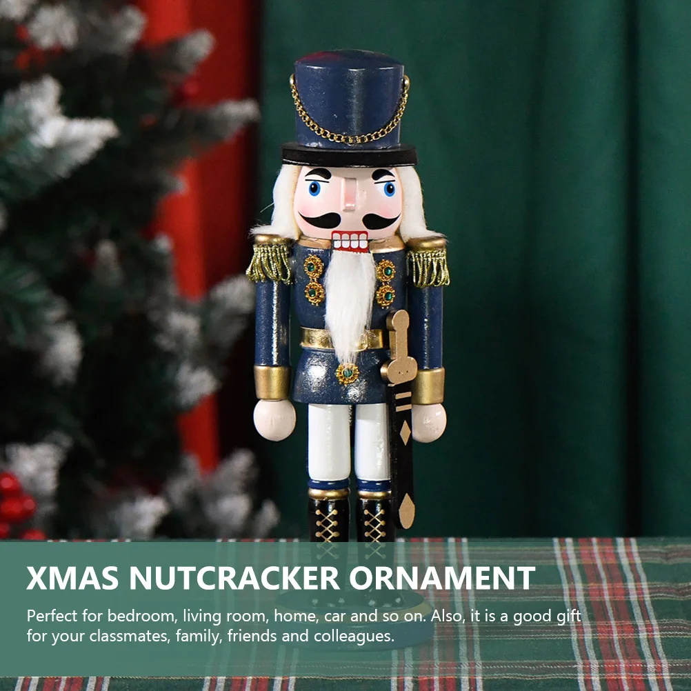 

Wooden Nutcracker Decor Classic Christmas Wood Craft Sturdy Holiday Ornament for Home Office Desktop Xmas Party Supplies