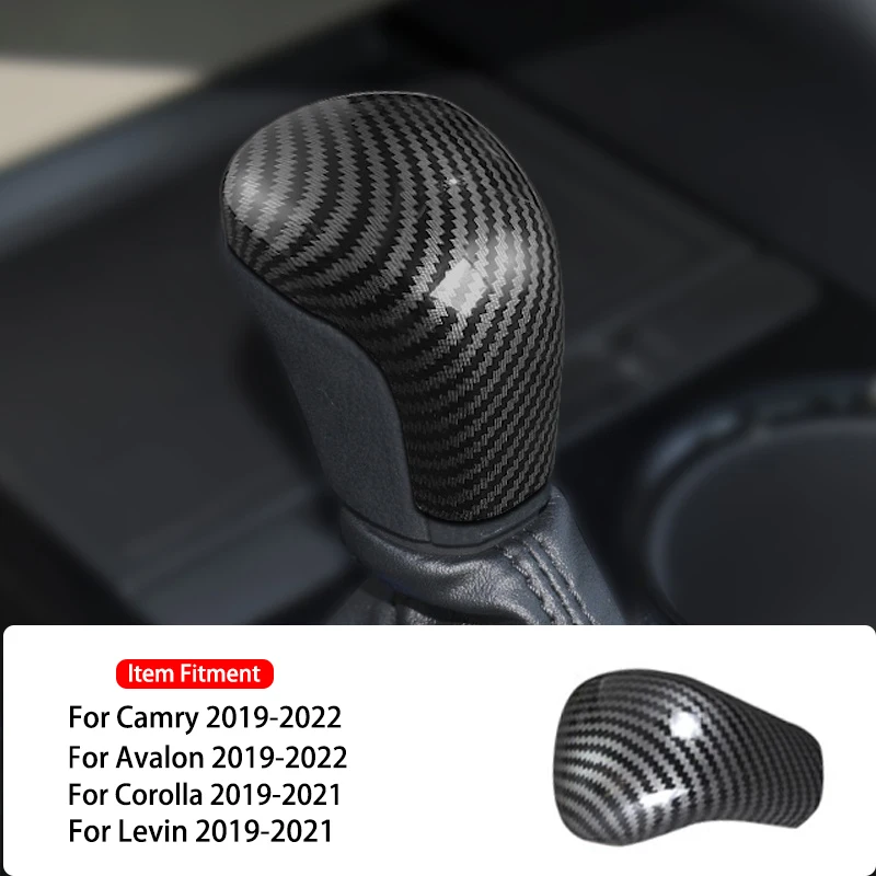 

Black/Red Carbon Fiber Texture Car Interior Gear Knob Shift Cover Trim for Toyota Camry Avalon 2019-2022 Corolla Levin 2019-2021