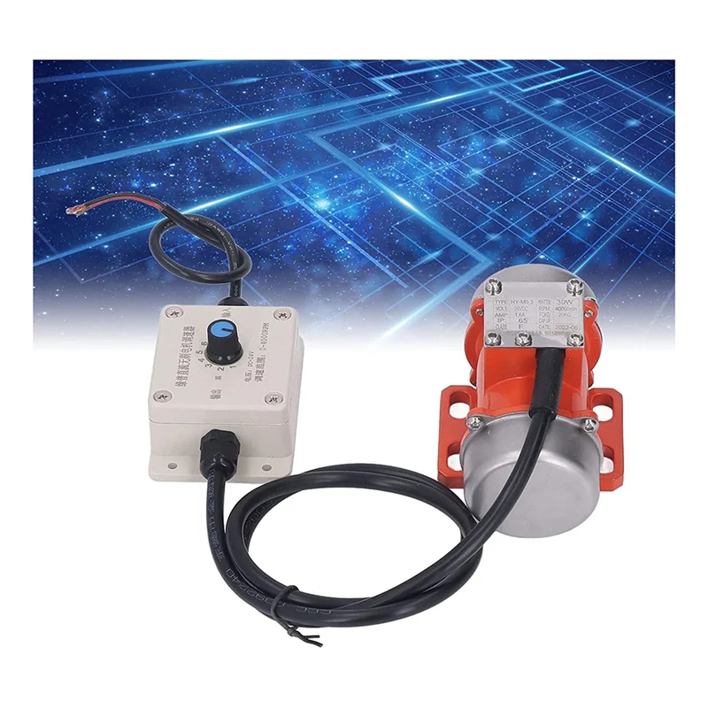 30W Concrete Vibrator, 4000RPM Electric Vibrating Motor with Speed Controller & Adjustable Exciting Force DC 12V