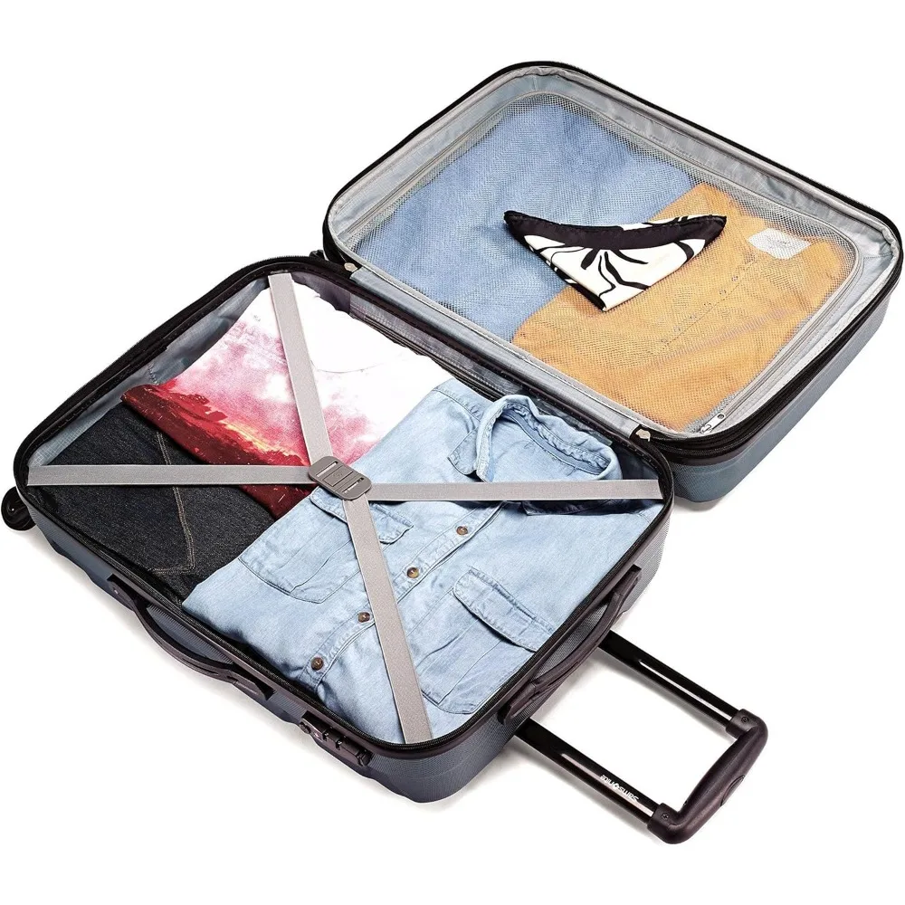 Expandable Hardside Spinner Luggage Navy Blue, Large 28-Inch, Durable Travel Suitcase with Expandable Feature and Smooth Wheels