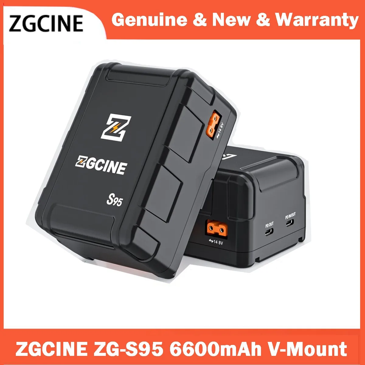 ZGCINE S95 6600mAh 14.8V, 94.72Wh Mini V-Mount Battery Support PD Fast Charging for Lights, Cameras, Monitors and Smartphones