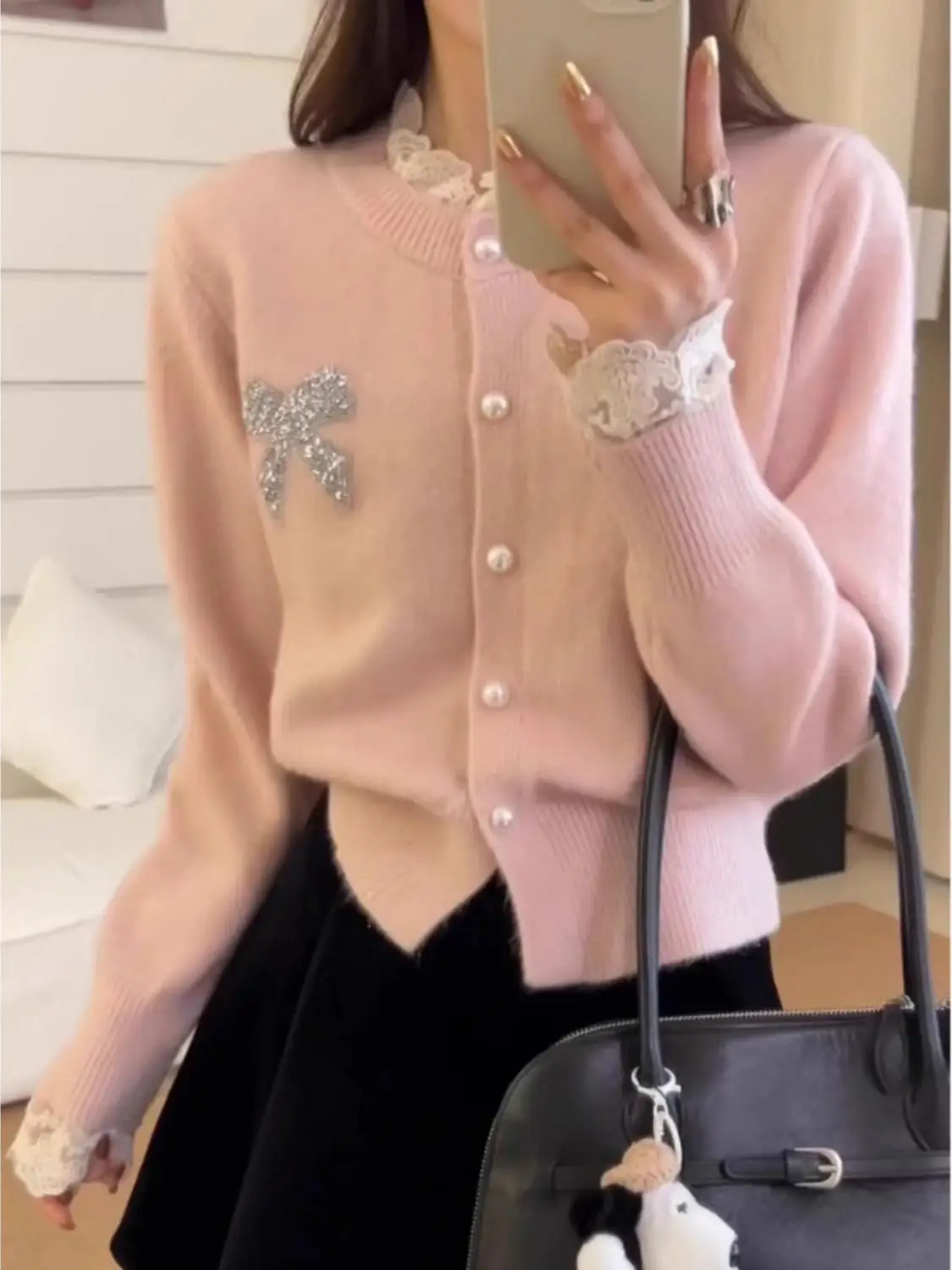 

Yellow Lace Knot Diamond Knitted Sweater Women's Faion Autumn Winter Top mid Thiened Regular Length Inner Wear