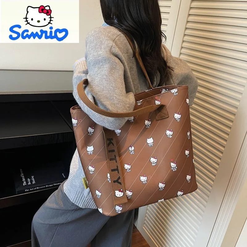 

Sanrio Fashion Cartoon Hello Kitty Cute Tote Bag for Women Light Luxury Large Capacity Leisure Versatile Handbag
