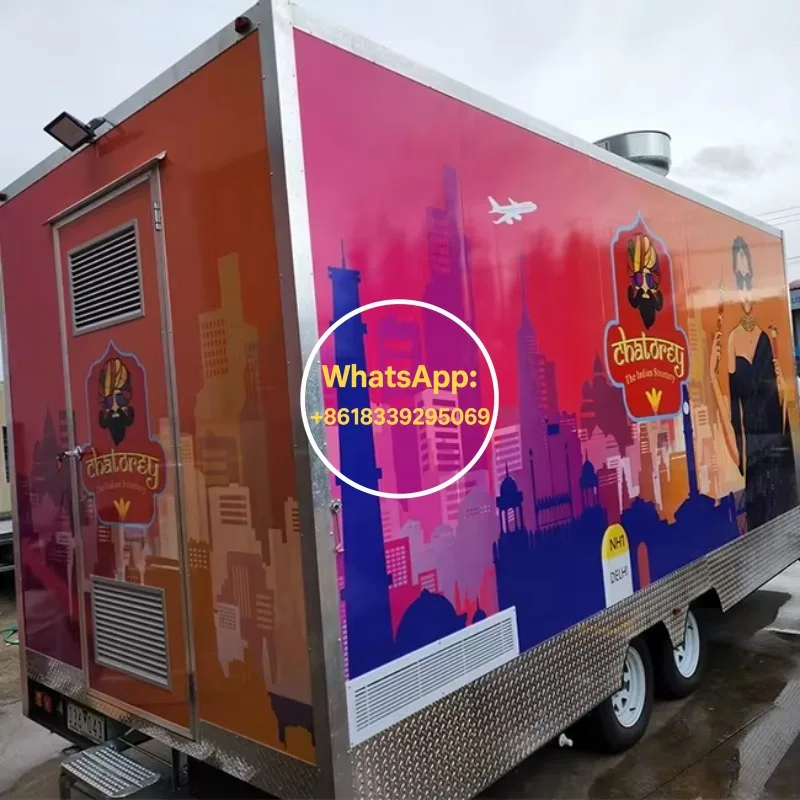 Heavy Duty Commercial Food Truck Fully Equipped Mobile Catering Trailer Cooking Appliances For Outdoor Events Street Business view 3