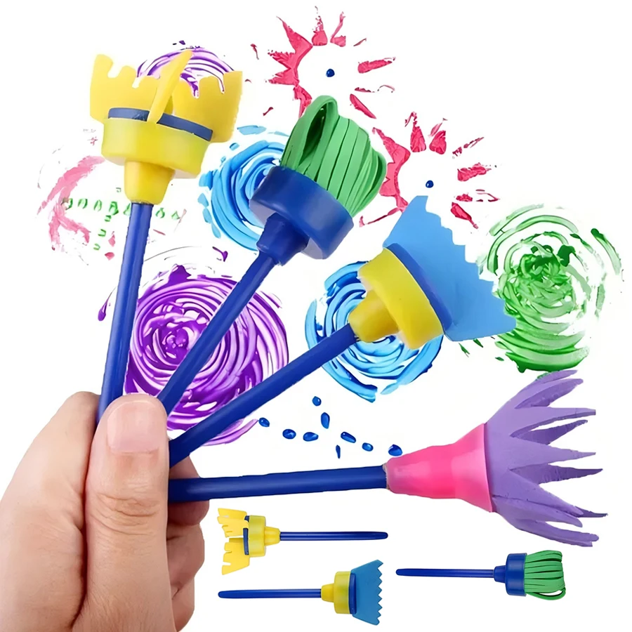 4pcs Color Rotating Painting Brush - DIY Oil Painting Roller Brushes for Art Creation, Handmade Craft & Pigment Accessories