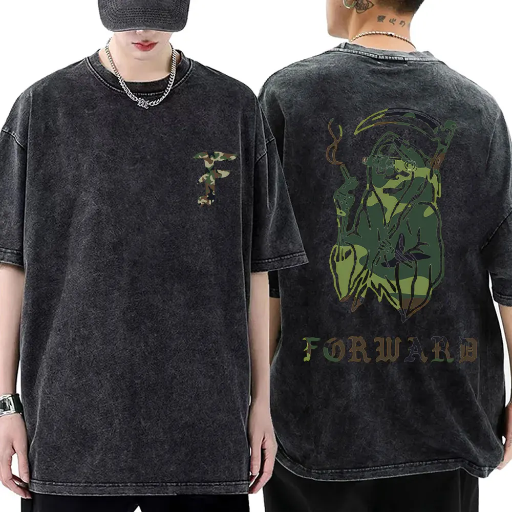 

Forward Observations Group Camouflage Skeleton Washed Vintage T-shirts Summer Men Women Casual Oversized Street Crewneck T Shirt