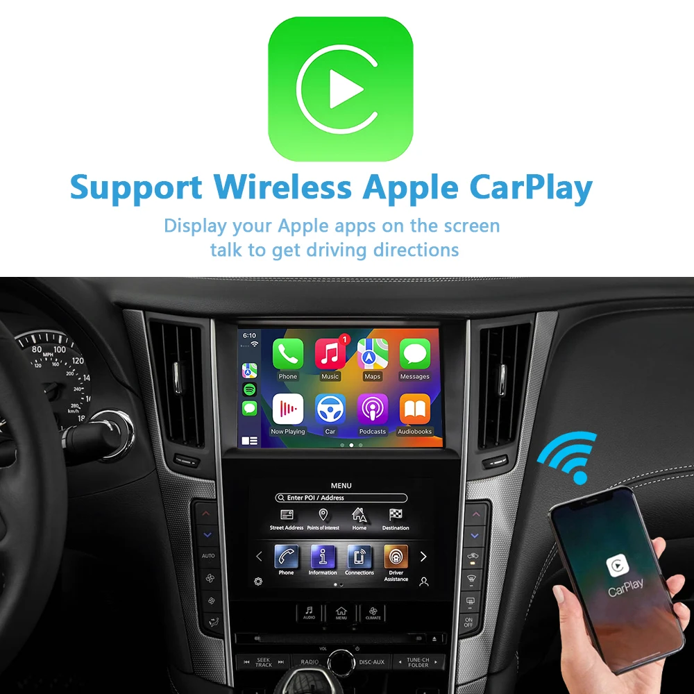 Infiniti Apple Carplay Retrofit Android Auto กล้องด้านหลังสําหรับ Q50 QX50 Q60 QX80 Q50L QX60 Q70 Nissan Armada Patrol Safari