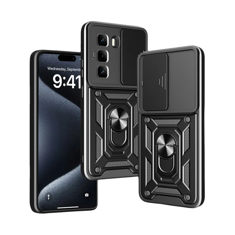 For Infinix Hot 50 Pro + Plus Hot 50i Case Shockproof Armor Slide Lens Protection Coque for Infinix Hot50 i Holder Ring Cover