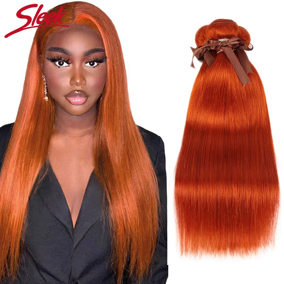 Sleek Malaysia Ginger Orange Straight Hair Weave Bundles Deal Human Hair Extension 8 To 28 Inch Remy 100% Human Hair Bundles