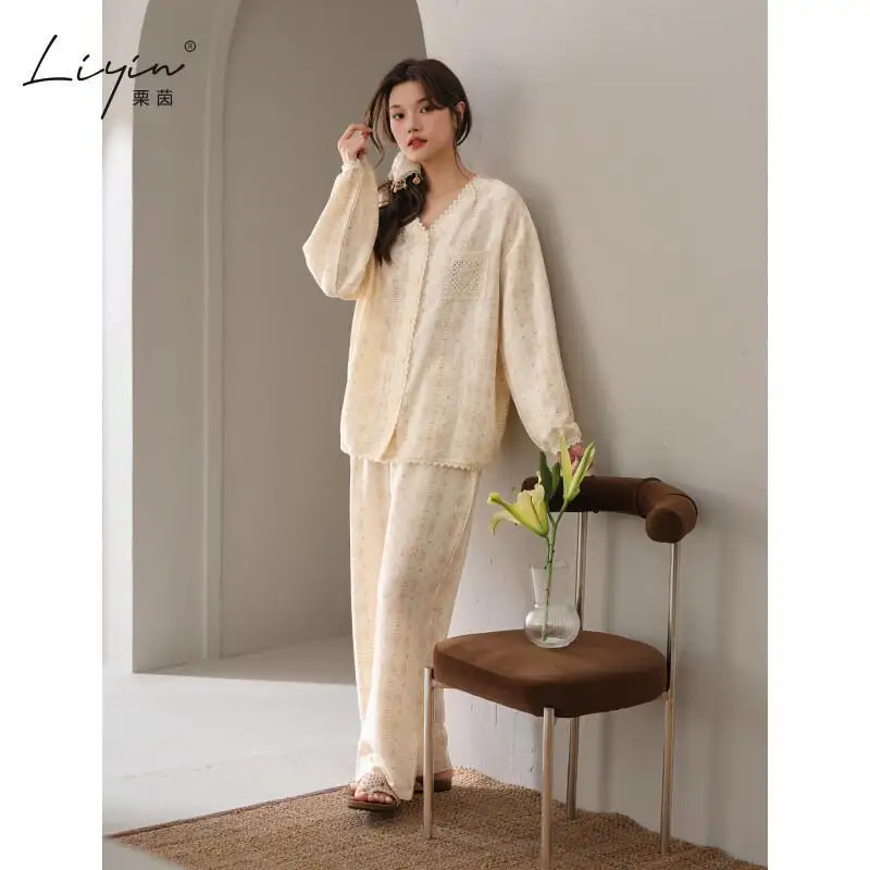 PJs Set ventilare il sonno Set pigiama da donna Pigiama invernale caldo da donna Pigiama per vestiti per la casa alla moda Set pigiama carino e morbido