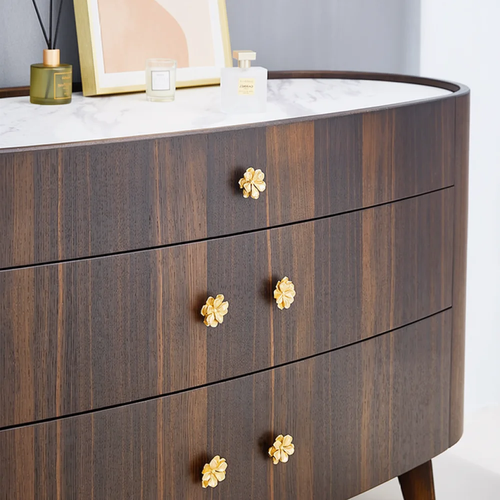 Nordic Style Brass Flower Cabinet Knob Luxury Single Hole Drawer Handle Modern Decorative Furniture Pull For Wardrobe Closet